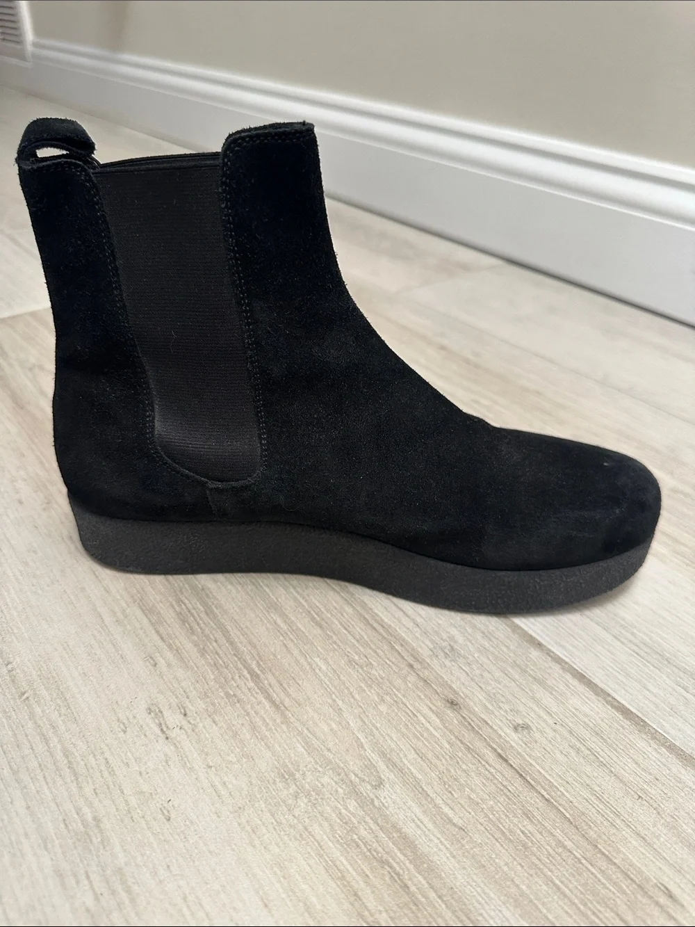 Barneys New York Black Suede Platform Chelsea Boots